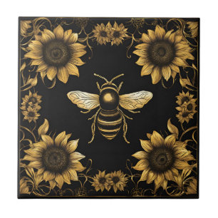 Azulejo Abejorro Dorado y Girasoles