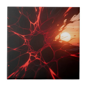 Azulejo Abismo del Atardecer de Venas Rojas