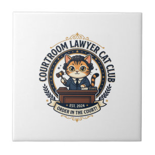Azulejo Abogado de sala de justicia gato divertido diseño 