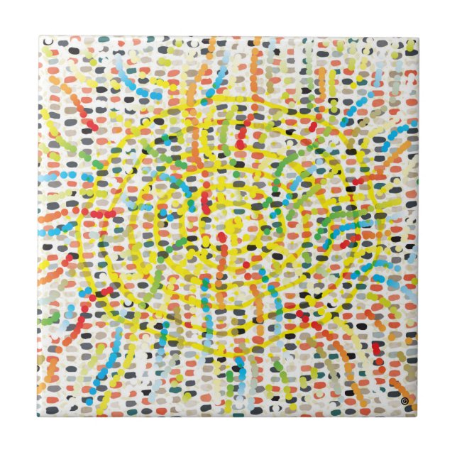 Azulejo Aborígenes modernos de cuatro mosaicos cerámicos (Frente)