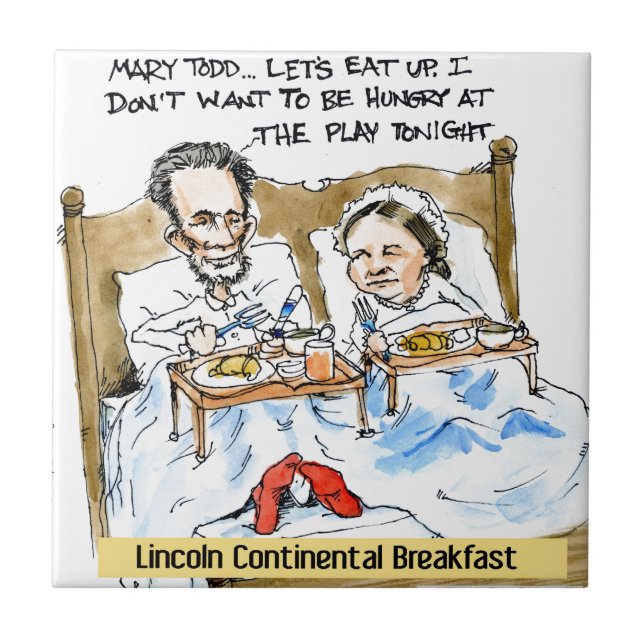 Azulejo Abraham Lincoln & Mary Todd Desayuno en cama (Frente)