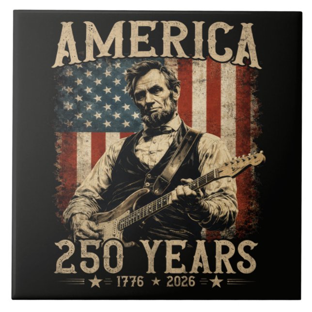 Azulejo Abraham Lincoln tocando la guitarra el 4 de julio (Frente)