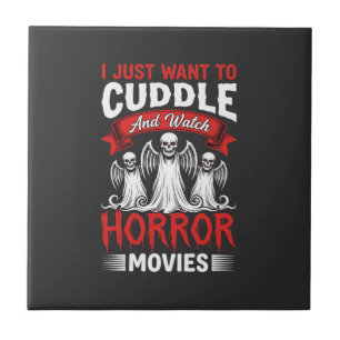 Azulejo Abraza y mira películas de terror Esqueleto Hallow