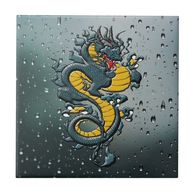 Azulejo Abrazando el poder mítico: Dragón chino (Frente)