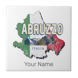 Azulejo Abruzzo Italia Región Retro Mapa de recuerdos de é
