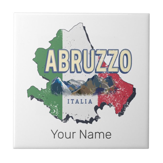 Azulejo Abruzzo Italia Región Retro Mapa de recuerdos de é (Frente)