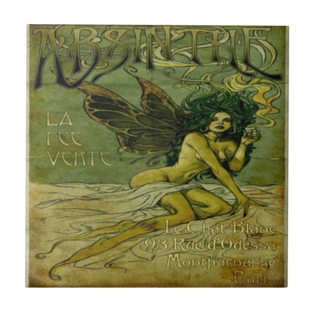 Azulejo Absinthe Vintage Green Fairy (Frente)