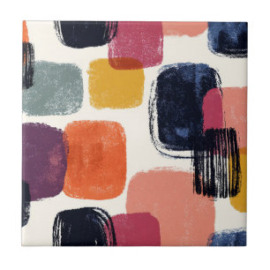 Azulejo Abstracción Moderna Boho Pincelada - Color Retro A