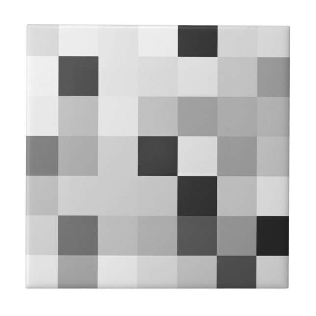 Azulejo Abstract Black and White Pixelated Mosaic Grid (Frente)