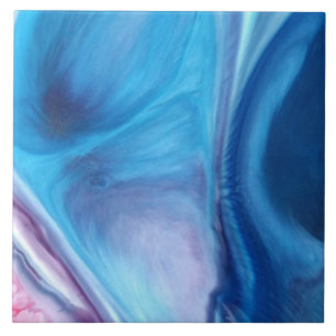 Azulejo Abstract Blue Agate Watercolor Marble