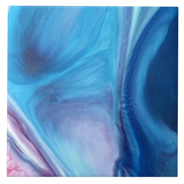 Azulejo Abstract Blue Agate Watercolor Marble  (Frente)