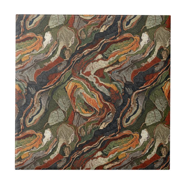 Azulejo Abstract Earth Tone Swirl Pattern (Frente)