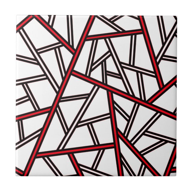Azulejo Abstract geometric pattern - red, black and white. (Frente)