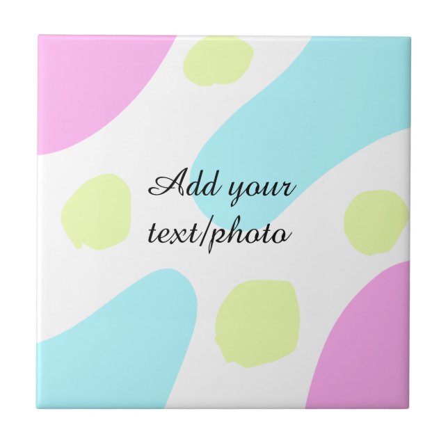 Azulejo Abstract geometric shapes pastel add name photo ba (Frente)