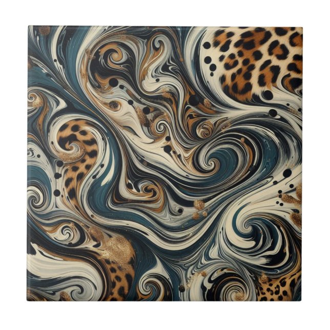 Azulejo Abstract Leopard Print Swirl (Frente)