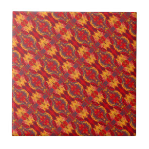 Azulejo Abstract Painting Dragon Red, orange and yellow