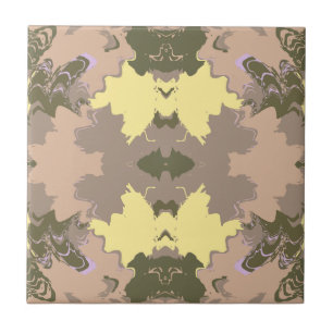 Azulejo Abstract Painting, Peach, Pale Yellow, Olive color