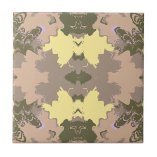 Azulejo Abstract Painting, Peach, Pale Yellow, Olive color