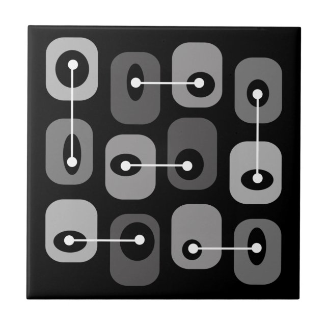 Azulejo Abstract Squishy Cubes Black Silver (Frente)