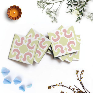 Azulejo Abstracto de Flamenco Rosa de Mediados de 