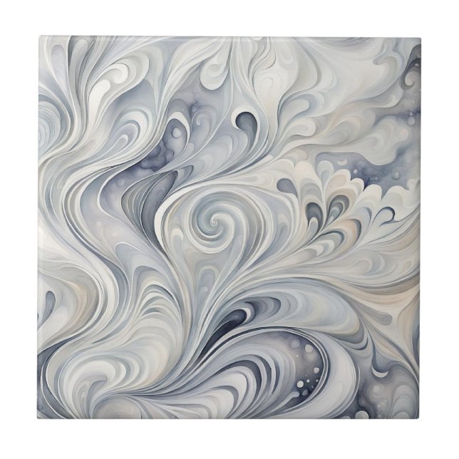 Azulejo Abstracto de hojas grises 2 mosaicos cerámicos (Frente)