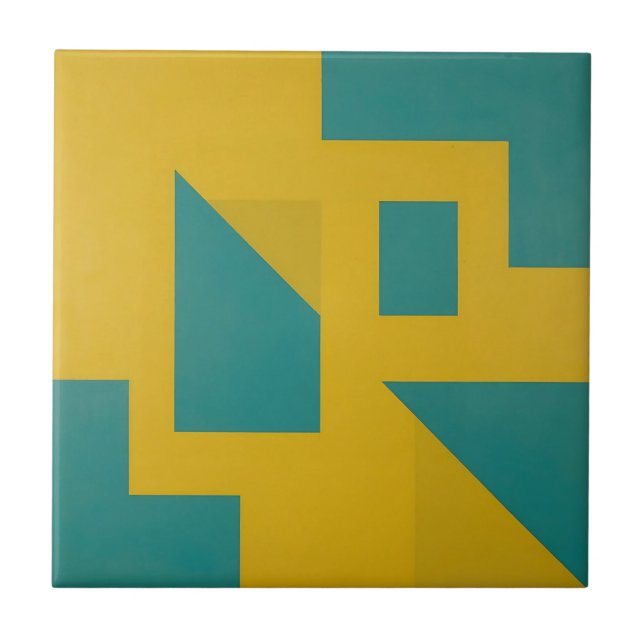 Azulejo Abstracto Geométrico Amarillo Turquesa Audaz (Frente)