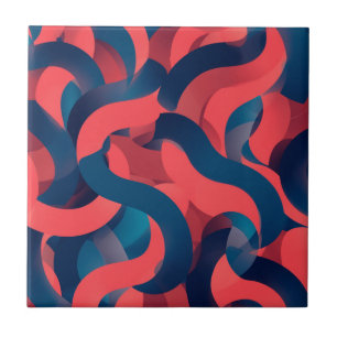 Azulejo abstracto geométrico moderno Coral y Azul
