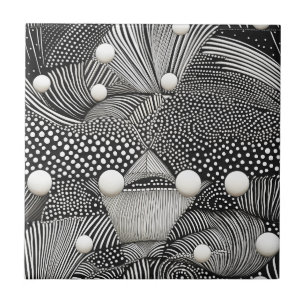 Azulejo Abstracto monocromo negro blanco orgánico geométri