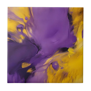 Azulejo Abstracto Morado y Dorado