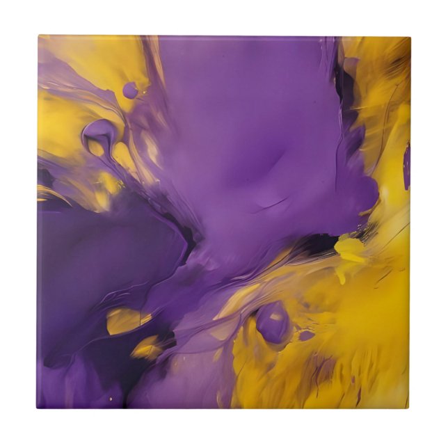 Azulejo Abstracto Morado y Dorado (Frente)