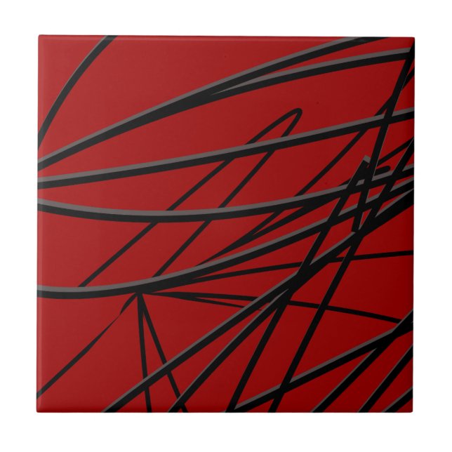 Azulejo Abstracto Rojo Negro Moderno (Frente)