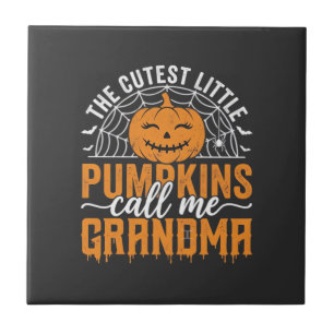 Azulejo Abuela Calabaza Linda Diseño de Halloween_1