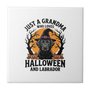 Azulejo Abuela Halloween Labrador Divertido Vintage_1