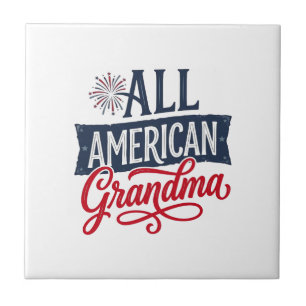 Azulejo Abuela totalmente americana diseño de fuegos artif