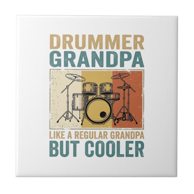 Azulejo Abuelo Baterista Como un Abuelo Normal Pero Más Gu (Frente)