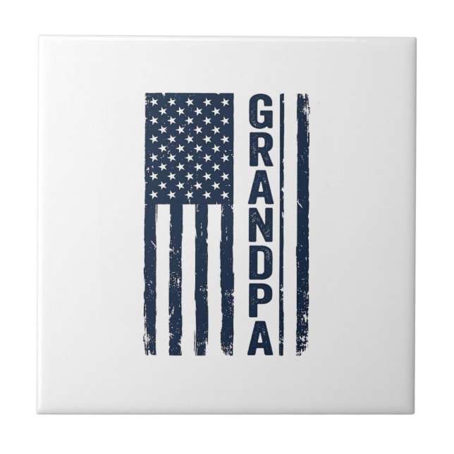 Azulejo Abuelo Diseño Patriótico Deteriorado Bandera Ameri (Frente)