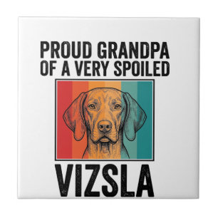 Azulejo Abuelo Orgulloso Vizsla Diseño Antiguo Amante de l