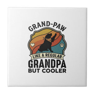 Azulejo Abuelo Pata Abuelo Perro Retro Atardecer Bandana_1