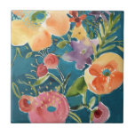 Azulejo Abundant Florals I<br><div class="desc">Abundant Florals I de Chariklia Zarris. Estas flores,  hechas en un estilo acuarela,  se han creado con diferentes formas y colores. | 144503FN</div>