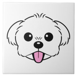 Azulejo Aburrido perro de la frívola de Bichon blanco pega