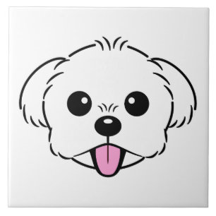 Azulejo Aburrido perro de la frívola de Bichon blanco pega