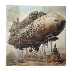 Azulejo Academia Oscura Dirigible Steampunk Sepia