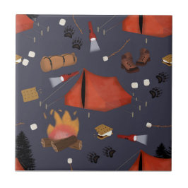 Azulejo Acampada al aire libre de verano en Camping