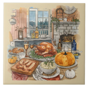 Azulejo Acción de Gracias, Estilo Escandinavo, Reunión Fam