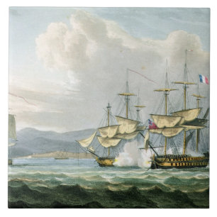 Azulejo Acción de la fragata en los caminos de
