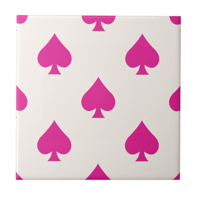Azulejo Ace de Espadas Patrón Moda Retro Rosa Fancy (Frente)