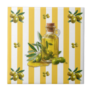 Azulejo Aceite de oliva con patrón de franja amarilla