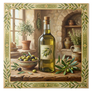 Azulejo Aceite de Oliva Mediterráneo Salpicadero de Cocina