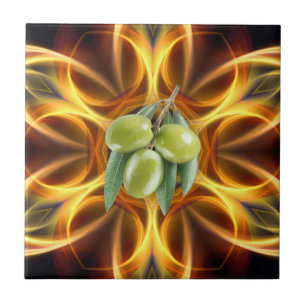 Azulejo Aceitunas verdes ~ 0308 ~ Fondo de la Fiebre del O