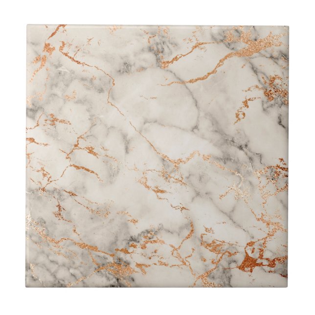 Azulejo Acentos marrones y patrón abstracto blanco (Frente)